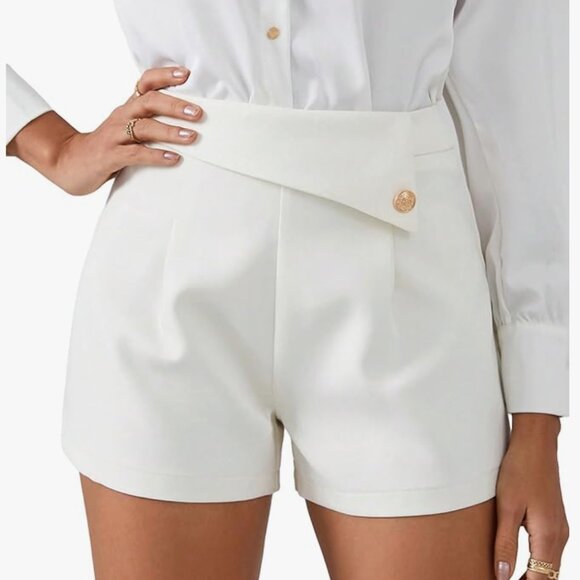 Floerns Elegant Button Front Fold Pleated Shorts, Size Small, NWT - Picture 1 of 7